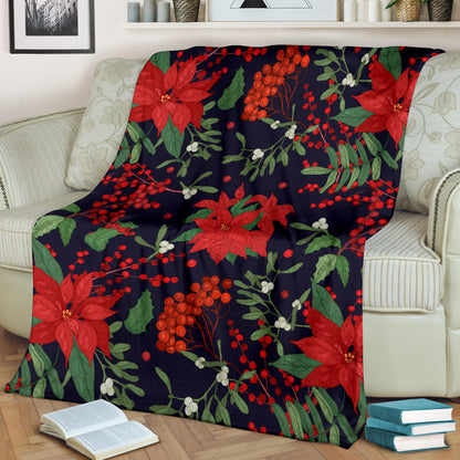 Poinsettia Pattern Print Design POT02 Fleece Blanket