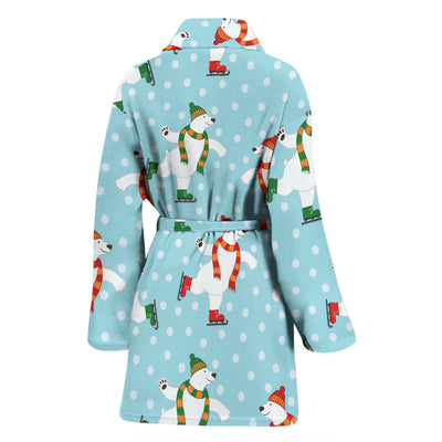 Polar Bear Pattern Print Design PB07 Women Bathrobe