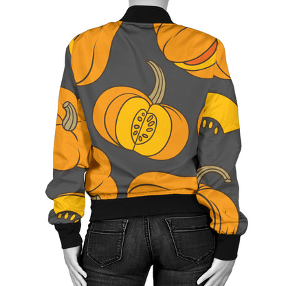 Pumpkin Pattern Print Design A03 Women's Bomber Jacket