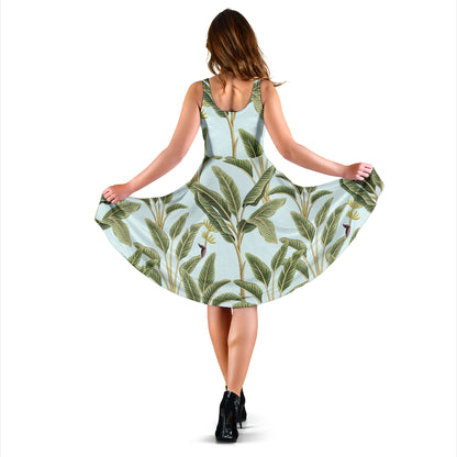 Banana Leaf Pattern Print Design BL03 Midi Dress