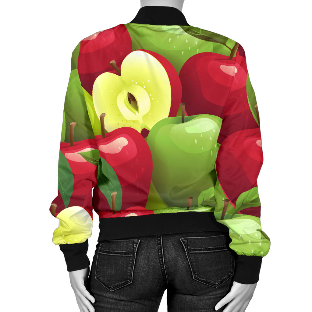Apple Pattern Print Design AP03 Women Bomber Jacket
