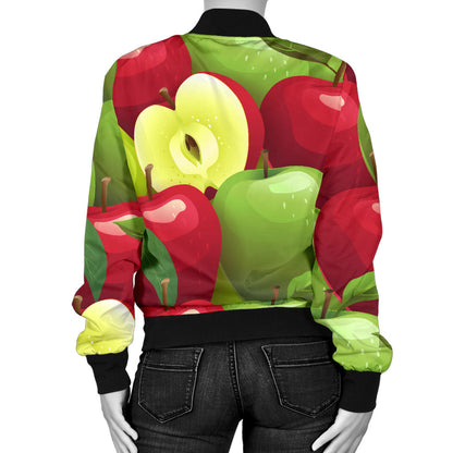 Apple Pattern Print Design AP03 Women Bomber Jacket