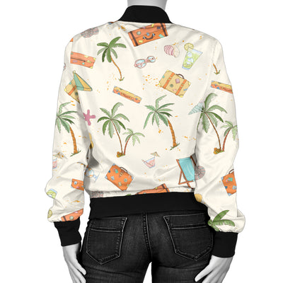 Beach Themed Pattern Print Design 05 Women's Bomber Jacket