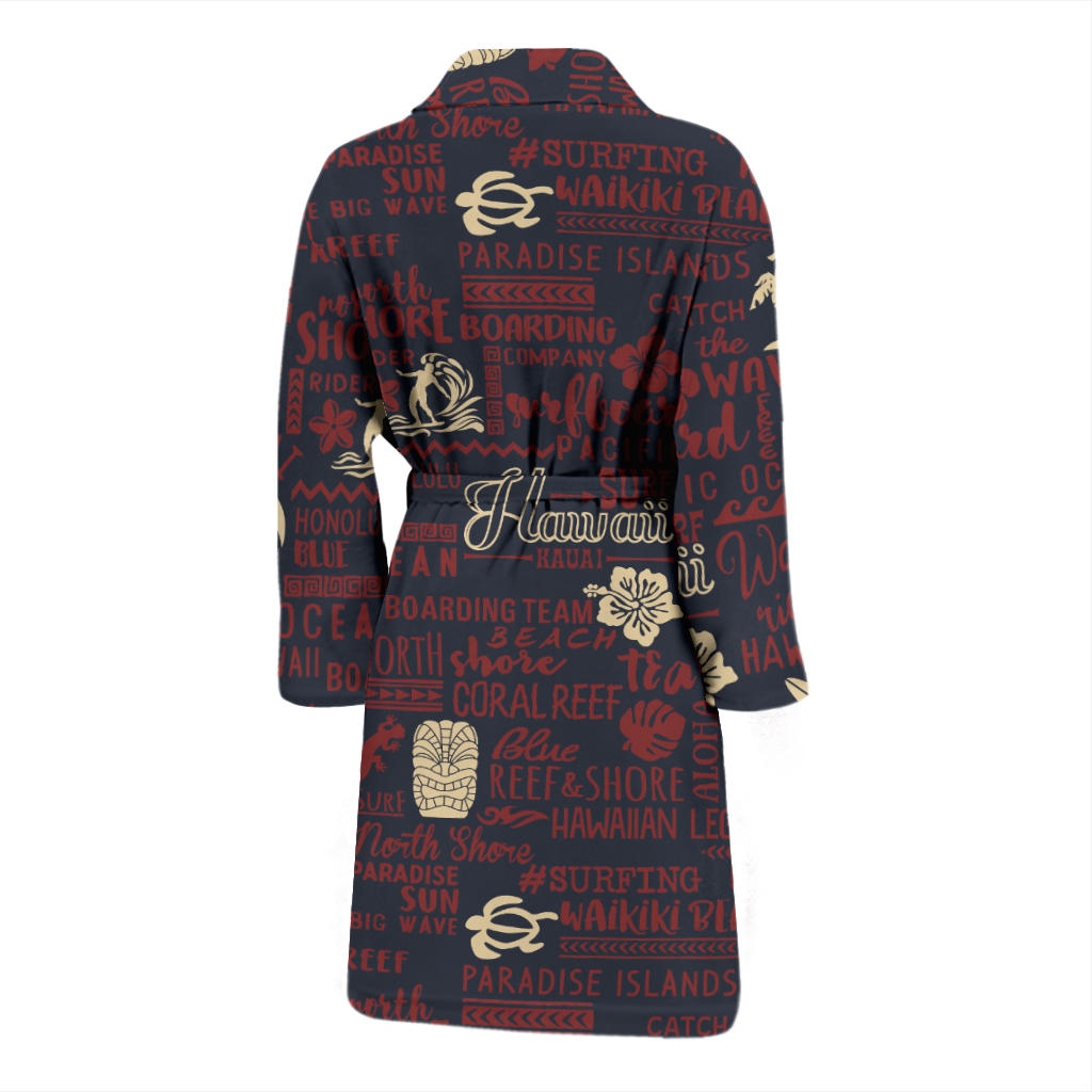 Hawaiian Themed Pattern Print Design H017 Men Bathrobe