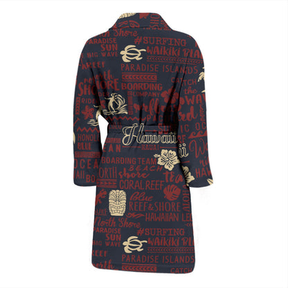 Hawaiian Themed Pattern Print Design H017 Men Bathrobe