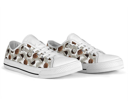 Coconut Pattern Print Design CN03 White Bottom Low Top Shoes