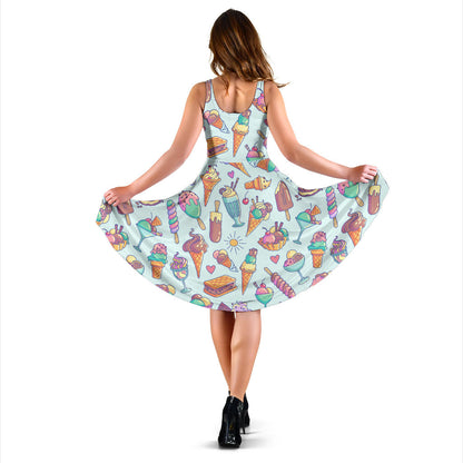 Ice Cream Pattern Print Design IC02 Midi Dress