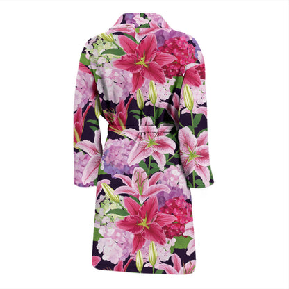 Lily Pattern Print Design LY017 Men Bathrobe