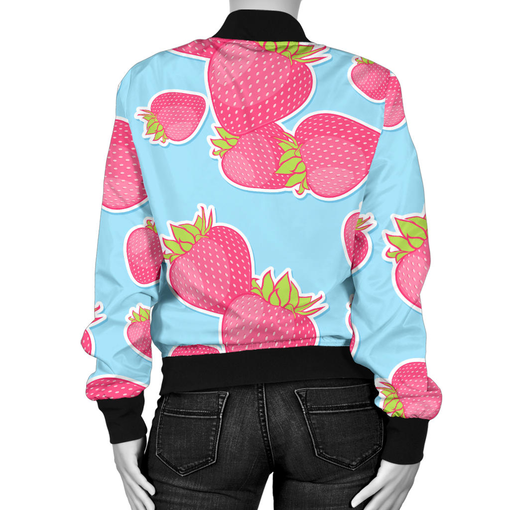 Strawberry Pattern Print Design SB04 Women Bomber Jacket