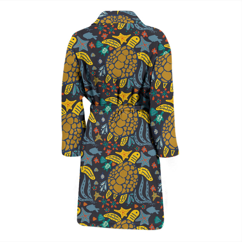 Sea Turtle Pattern Print Design T03 Men Bathrobe