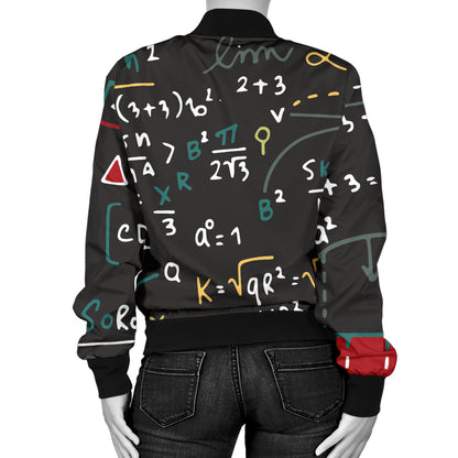 Math Pattern Print Design 04 Women's Bomber Jacket