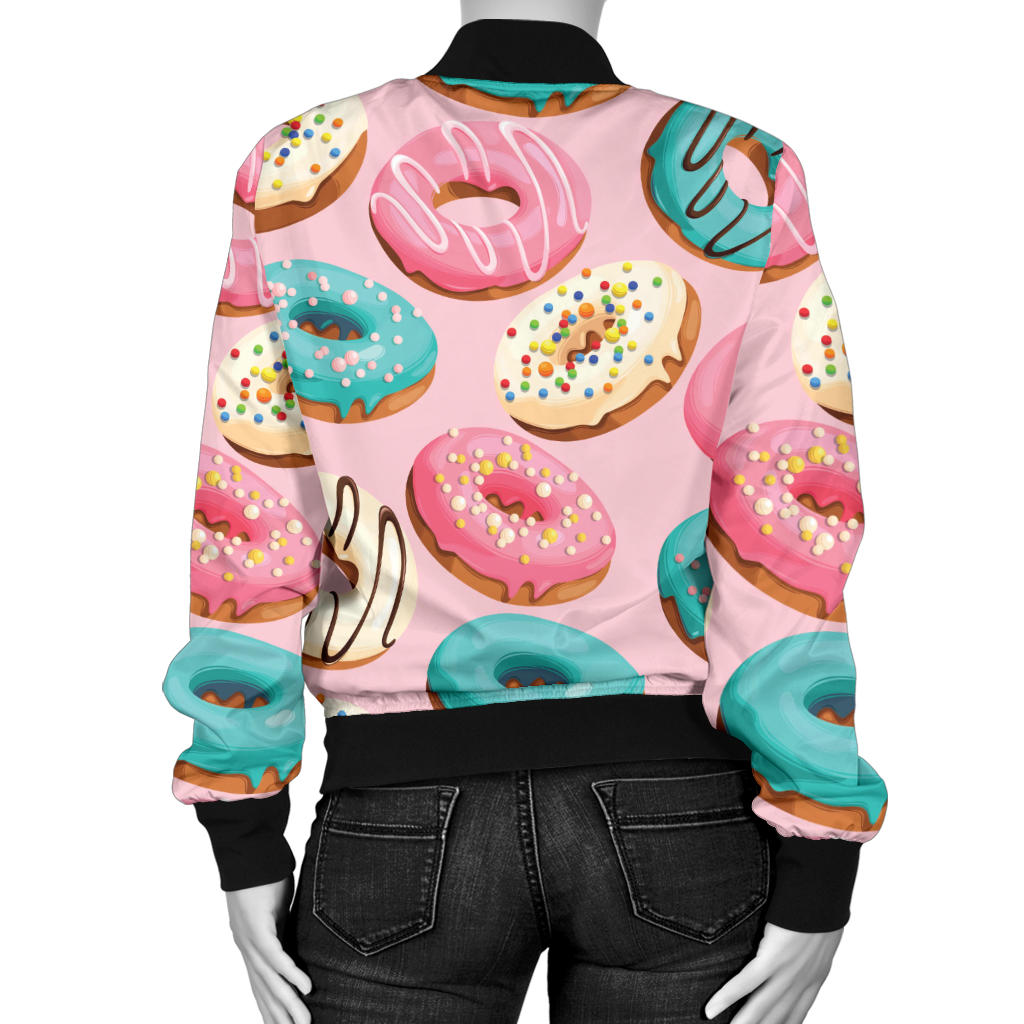 Donut Pattern Print Design DN06 Women Bomber Jacket
