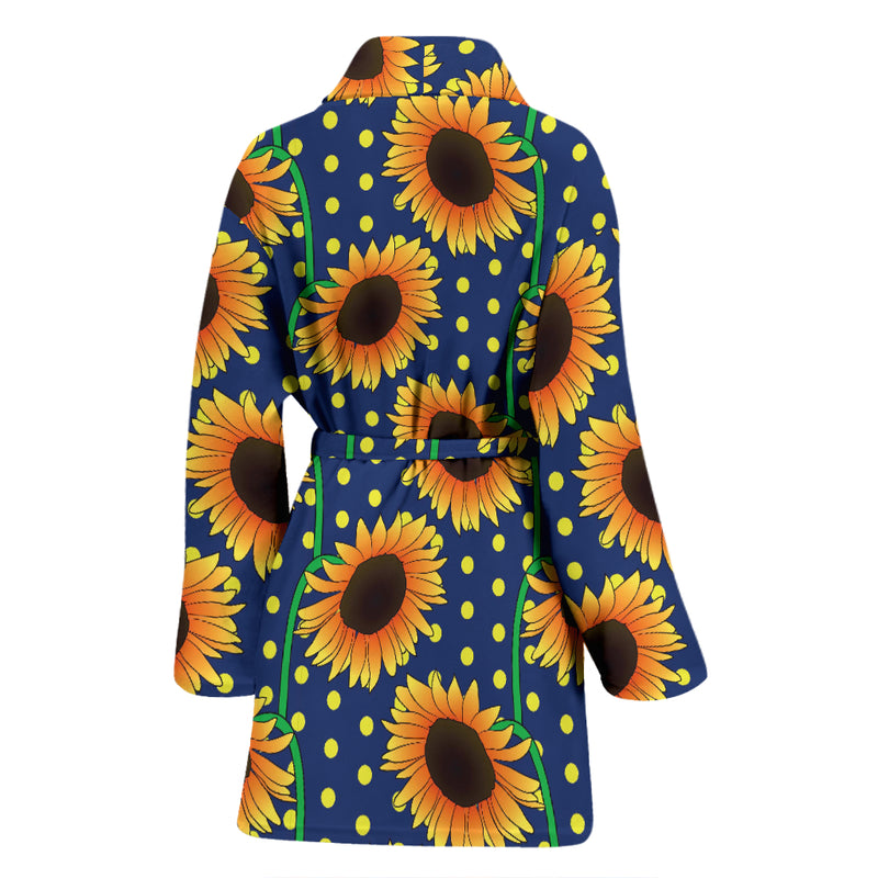 Sunflower Pattern Print Design SF03 Women Bathrobe