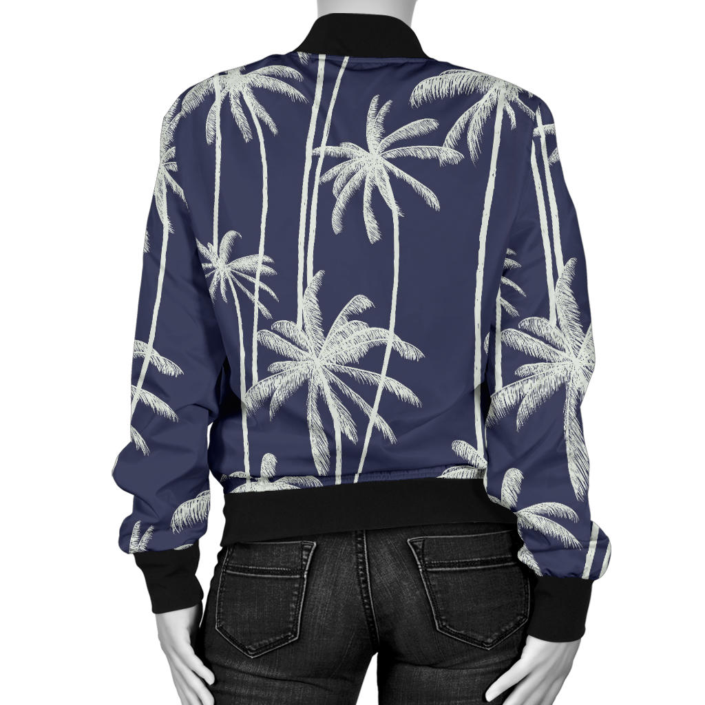 Palm Tree Pattern Print Design PT06 Women Bomber Jacket