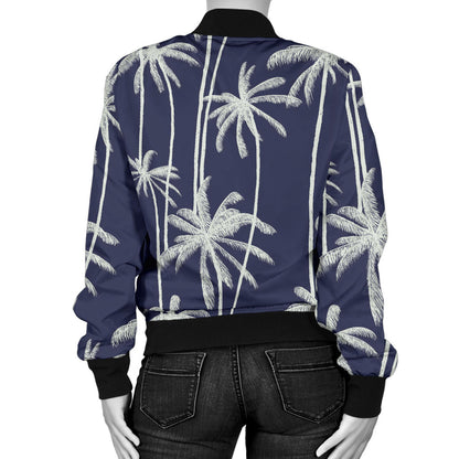 Palm Tree Pattern Print Design PT06 Women Bomber Jacket