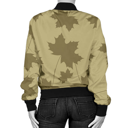 Maple Leaf Pattern Print Design 01 Women's Bomber Jacket