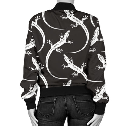 lizard Pattern Print Design 01 Women's Bomber Jacket