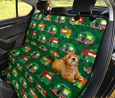 Camper Camping Christmas Themed Print Rear Dog  Seat Cover