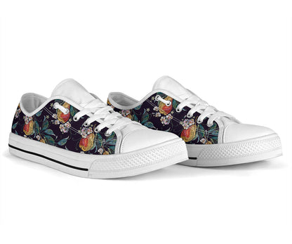 Pear Pattern Print Design PE02 White Bottom Low Top Shoes