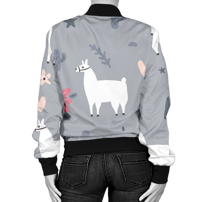 Llama Pattern Print Design 010 Women's Bomber Jacket