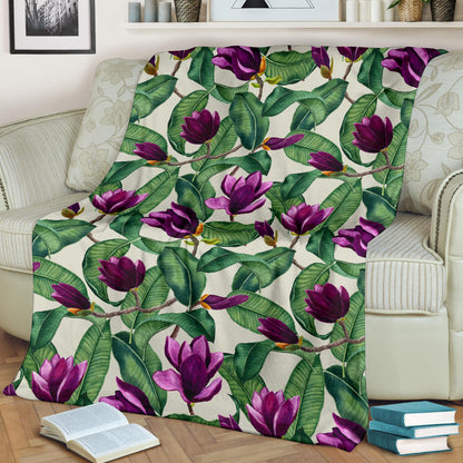 Magnolia Pattern Print Design MAG07 Fleece Blanket