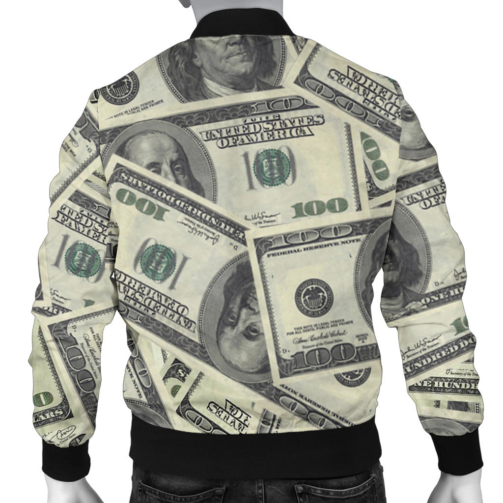 Dollar Pattern Print Design DO02 Men Bomber Jacket