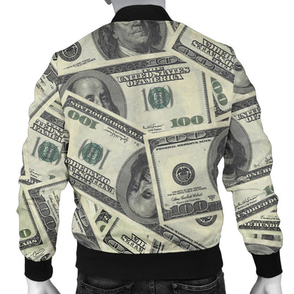 Dollar Pattern Print Design DO02 Men Bomber Jacket