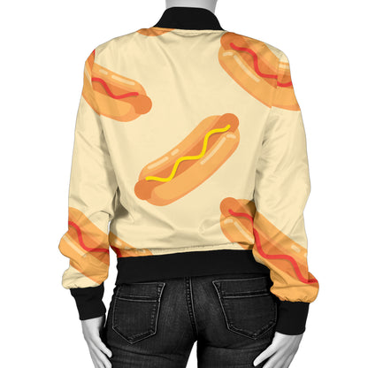 Hot Dog Pattern Print Design 05 Women's Bomber Jacket