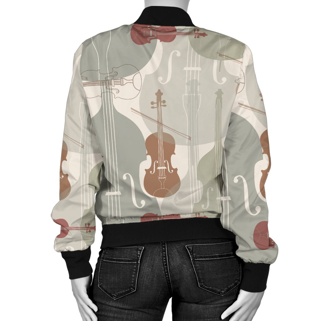 Violin Pattern Print Design 01 Women's Bomber Jacket