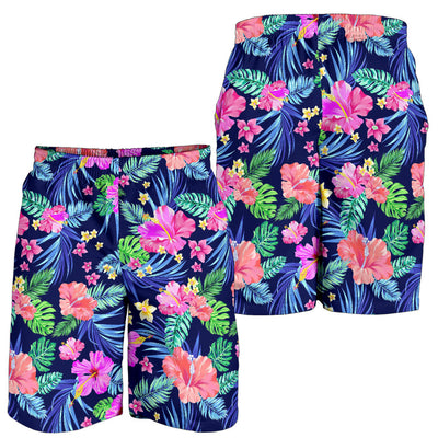 Neon Hibiscus Pattern Print Design HB016 Mens Shorts