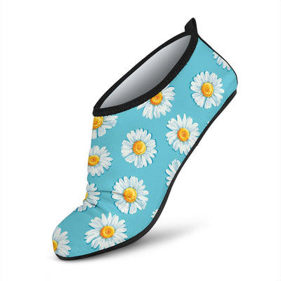 Daisy Pattern Print Design DS03 Aqua Water Shoes