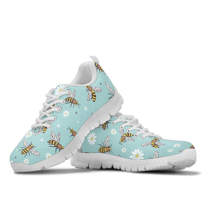 Bee Pattern Print Design BEE010 Sneakers White Bottom Shoes