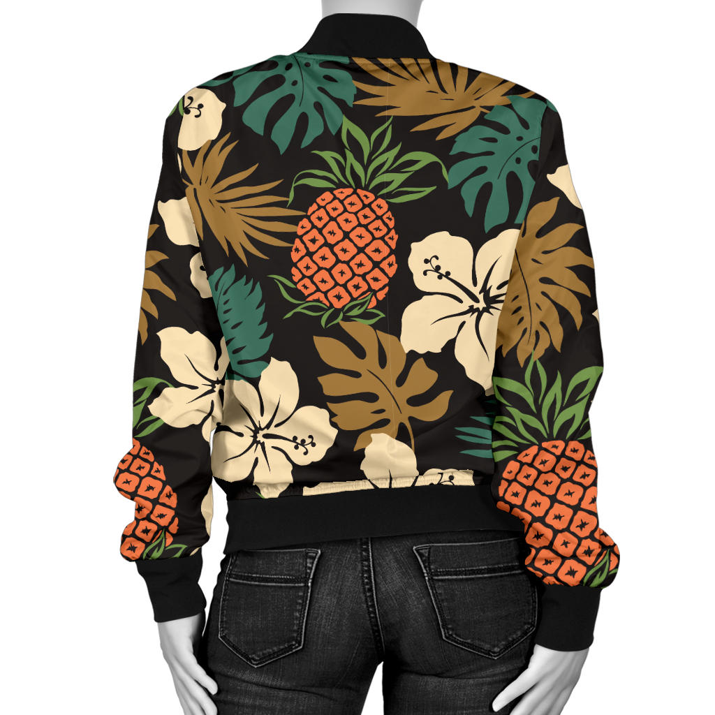 Hawaiian Themed Pattern Print Design H08 Women Bomber Jacket