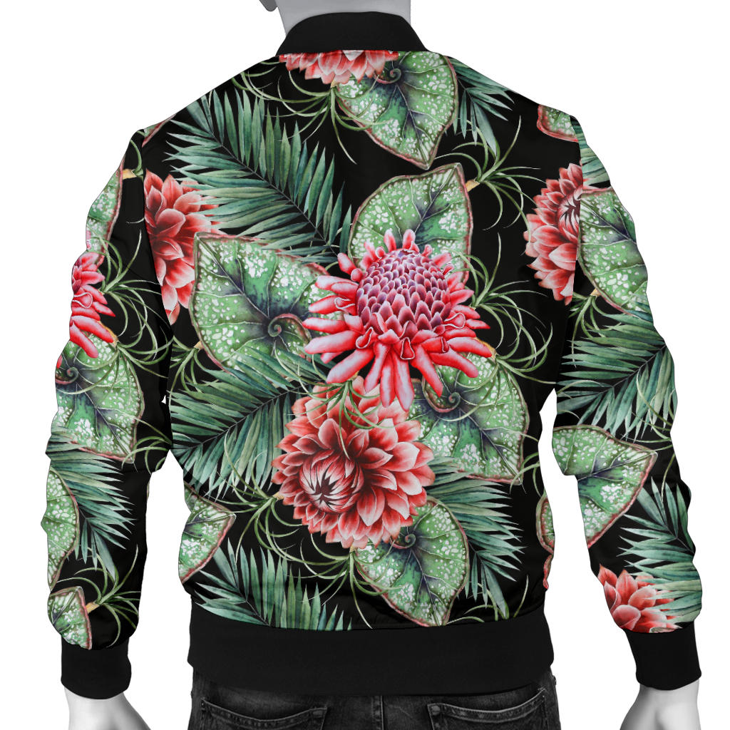 Dahlia Pattern Print Design DH06 Men Bomber Jacket