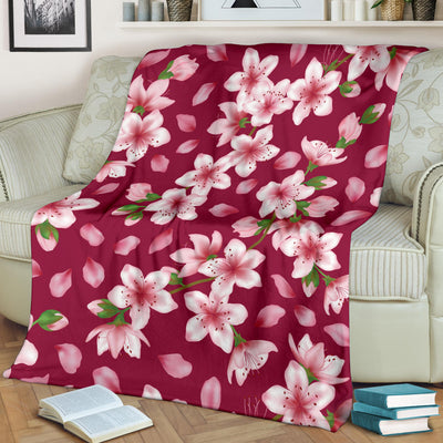 Cherry Blossom Pattern Print Design CB06 Fleece Blanket