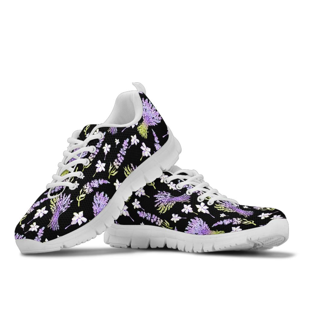 Lavender Pattern Print Design LV04 Sneakers White Bottom Shoes