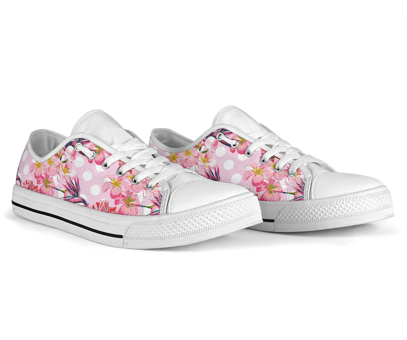 Bird Of Paradise Pattern Print Design BOP011 White Bottom Low Top Shoes