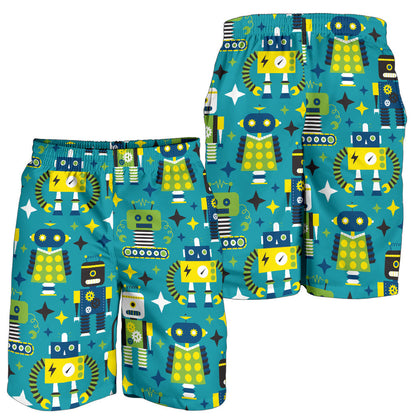 Robot Pattern Print Design A02 Mens Shorts