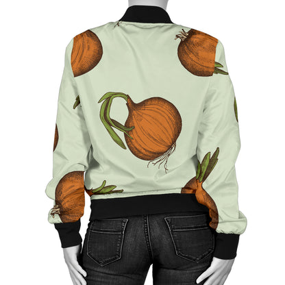 Onion Pattern Print Design A05 Women's Bomber Jacket