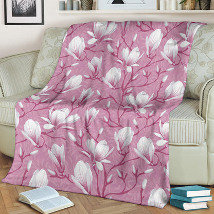 Magnolia Pattern Print Design MAG05 Fleece Blanket