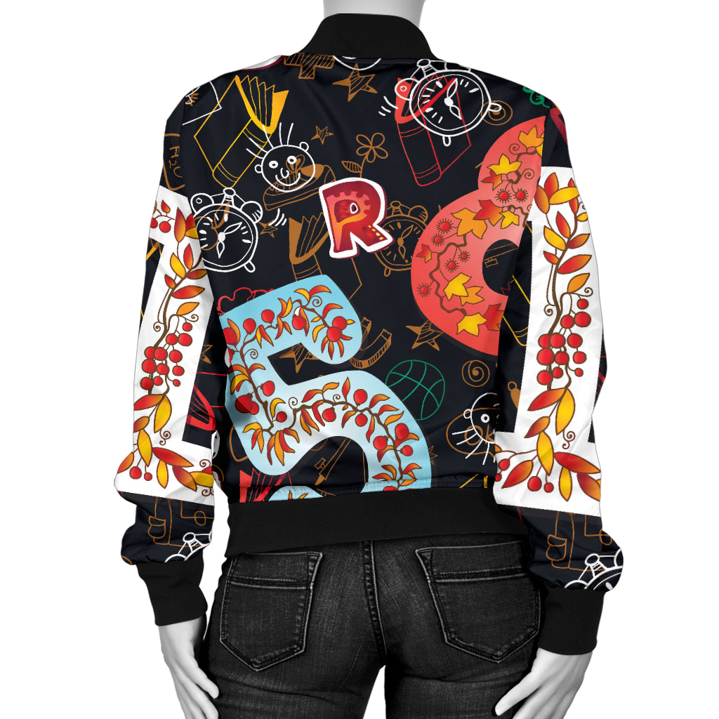 Number Pattern Print Design A03 Women's Bomber Jacket