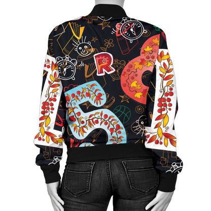 Number Pattern Print Design A03 Women's Bomber Jacket