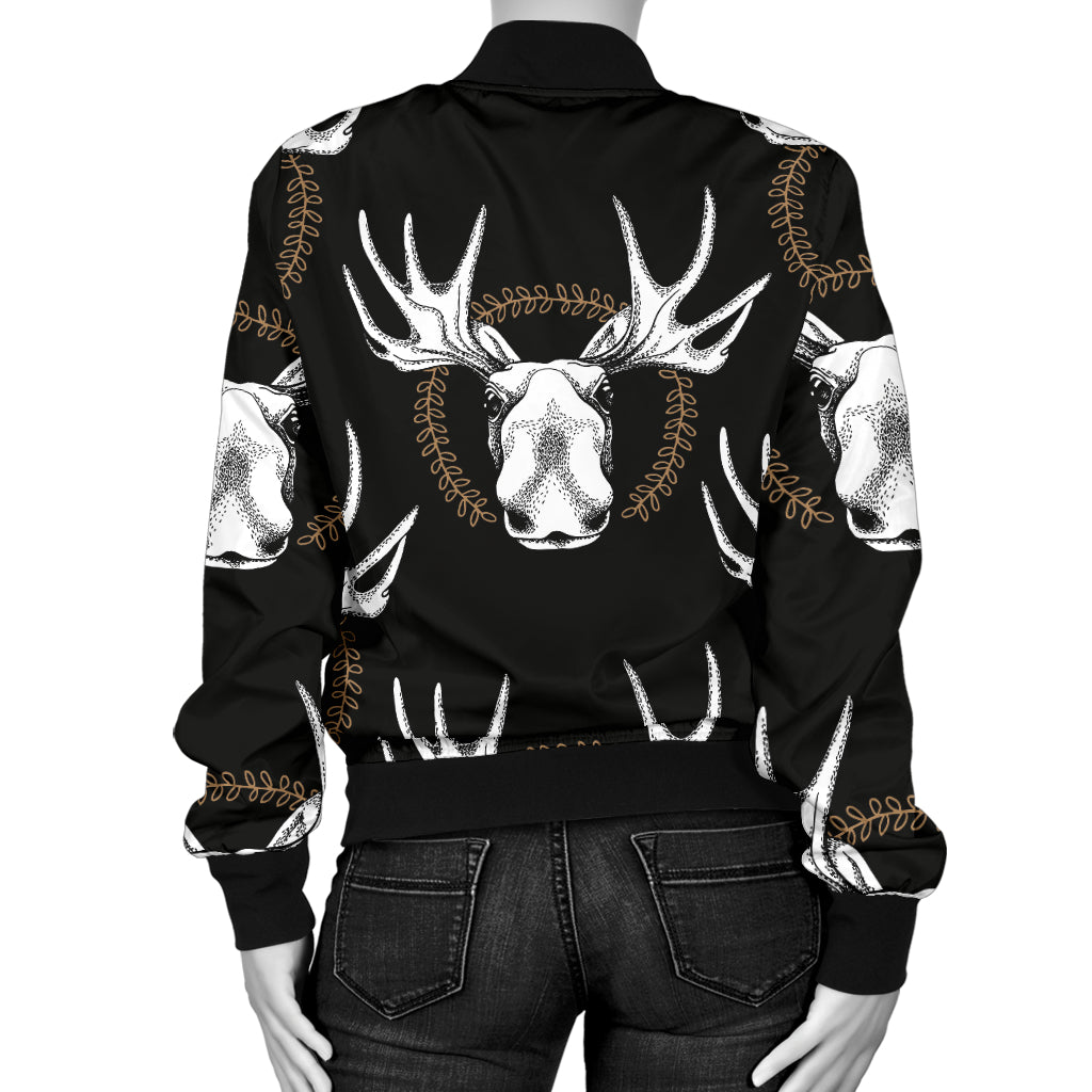 Moose Pattern Print Design 02 Women's Bomber Jacket