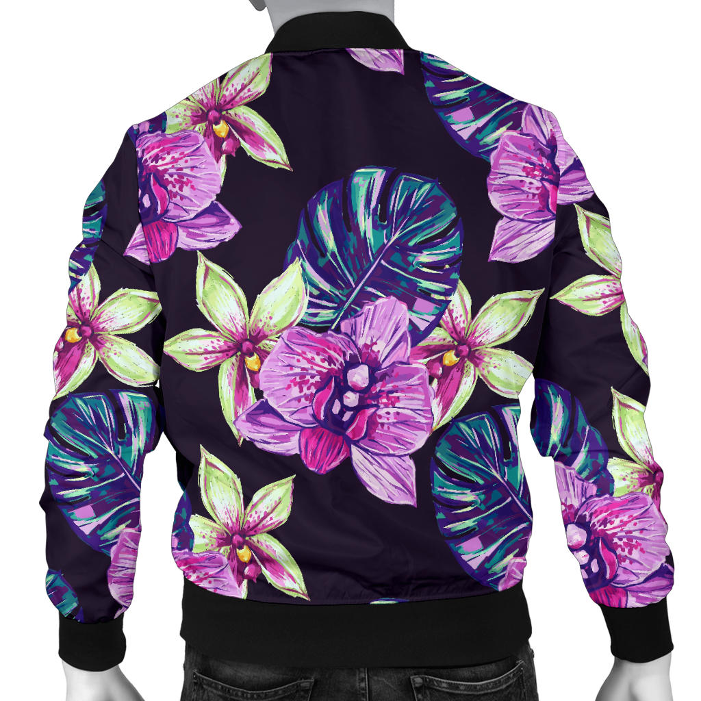 Orchid Pattern Print Design OR010 Men Bomber Jacket