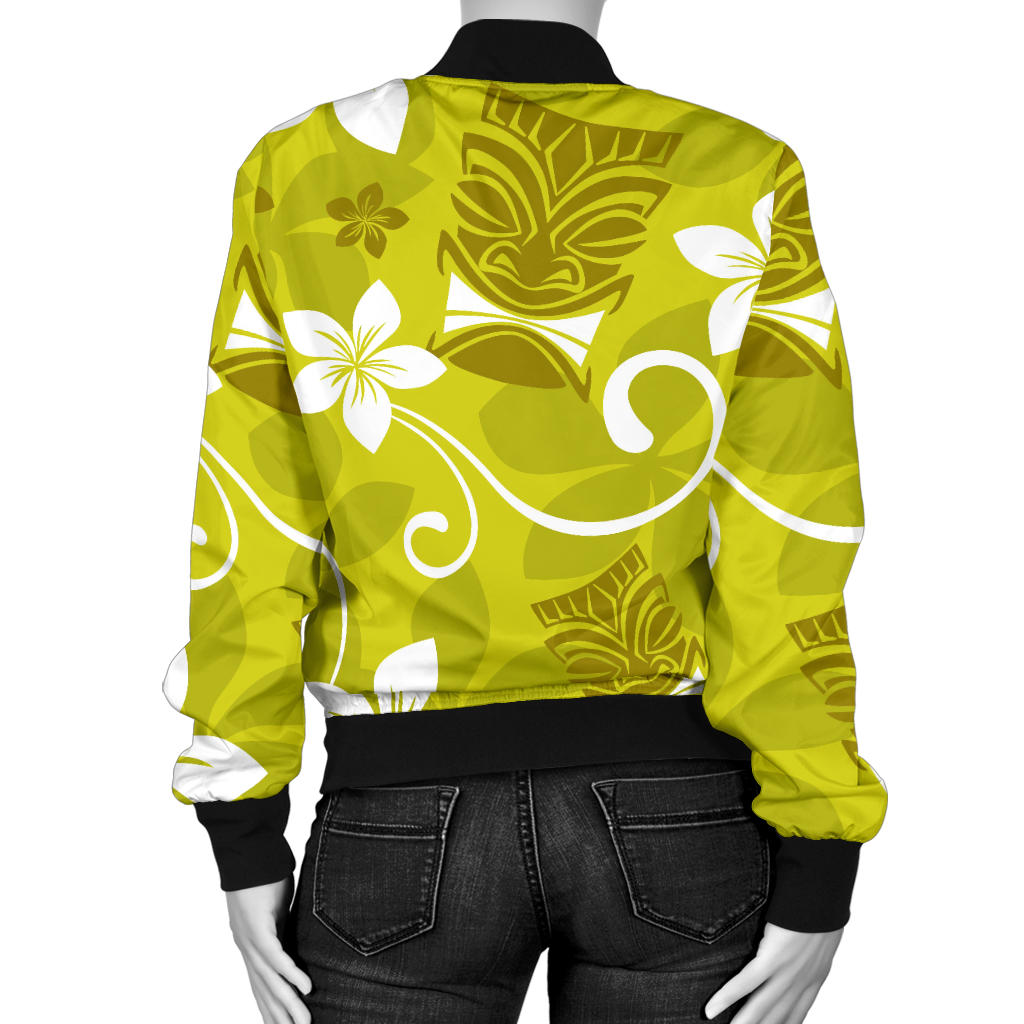 Hawaiian Themed Pattern Print Design H019 Women Bomber Jacket