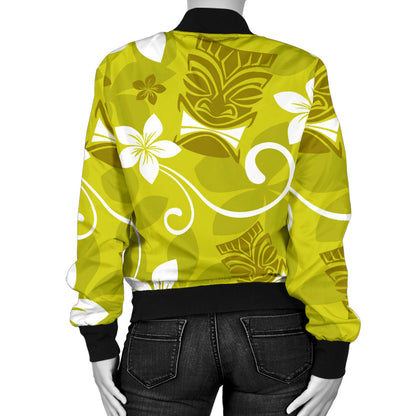 Hawaiian Themed Pattern Print Design H019 Women Bomber Jacket