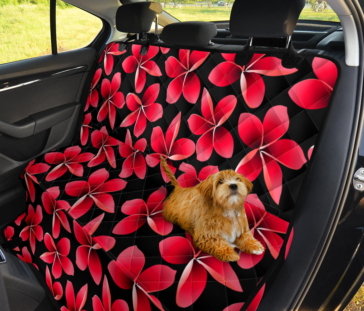 Red Plumeria Pattern Print Design PM025 Rear Dog  Seat Cover