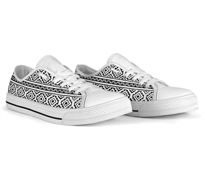 Sea Turtle Tribal Aztec White Bottom Low Top Shoes