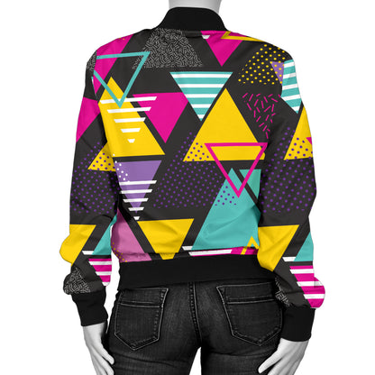 Geometric Colorful Pattern Print Design 02 Women's Bomber Jacket