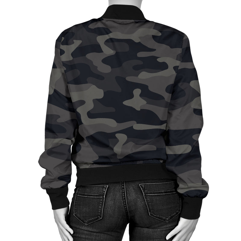 Camo Black Pattern Print Design 02 Women's Bomber Jacket